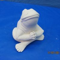 mayco 1371: frog sitting thinker praying mel (FR107) bisqueware