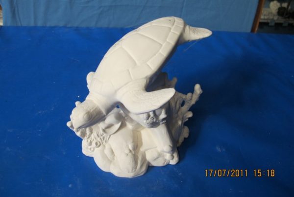 doc holiday 1452/1462 sea turtle on base (FR 16& 17)  bisqueware
