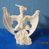 ceramichrome 2916 winged dragon  8.25"H  bisqueware