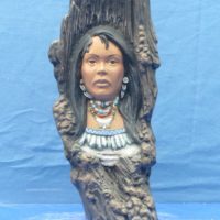 kimple 2283 wood carved maiden   15"H  bisqueware