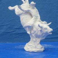 doc holiday 1465 rodeo bull rider  12"H  bisqueware