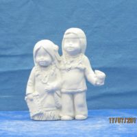kimple 2713 sept  twins indian kids  4.1/2"H  bisqueware