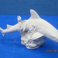 ceramichrome 2630 shark (FIS 38) 6.25"H,11.75"W bisqueware