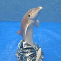 ceramichrome 2895 dolphin on flipper 9"H bisqueware