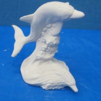 ceramichrome 2632 dolphins playing (FIS 67) 8.5"H,9"W bisqueware