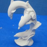 provinical  600 three sml dolphins on wave (FIS 36)  bisqueware