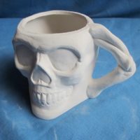 skull cup  bisqueware