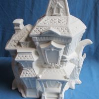 haunted house container   bisqueware