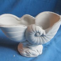 VASE 204 shell vase   bisqueware