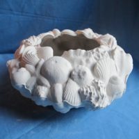VASE  240 atlantic 1812 shell bowl   14cmH,32cmDia  bisqueware