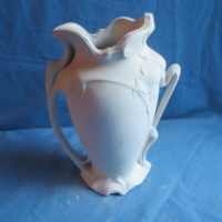 VASE 107 ornate jug vase w/handles  bisqueware