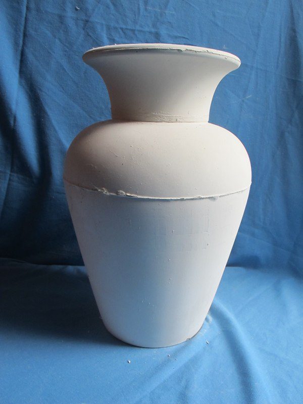 VASE 286 duncan 1969 13" plain vase w/duncan 1970 neck 3"  bisqueware