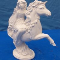 gare 2831 spring fairy riding unicorn 9"H (FA 28) bisqueware