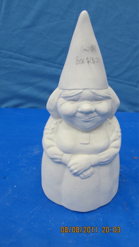 boothe 875 gnome lady w/pointed hat (GNOM 4)  bisqueware