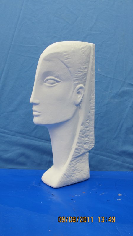 crest 975  Lge stone face sculpture head (FIG279) (FIG 299)  bisqueware
