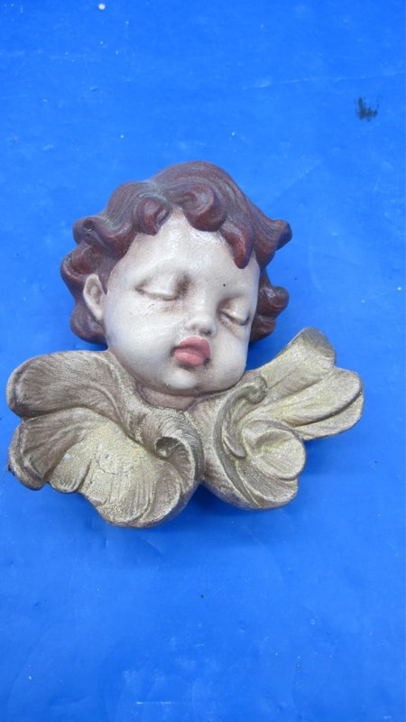 scioto 1354 cherub ornament closed eyes  3"H  bisqueware