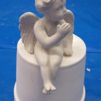 scioto 1783 4" cherub whispering sill sitter bisqueware