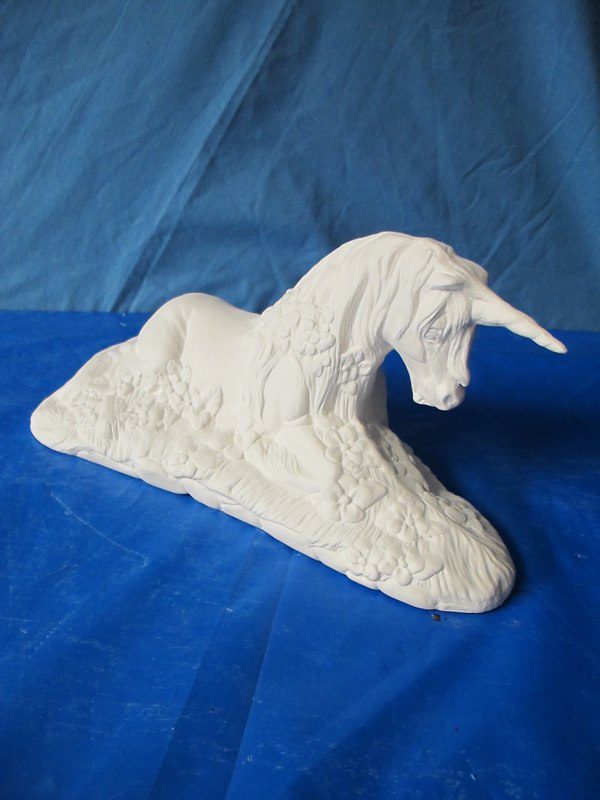 Doc holiday 1190 Large unicorn on base (HR 71) 14"L  bisqueware