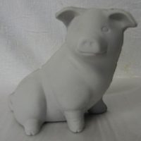 scioto 1118  smooth sitting piglet (PIG 3)  5.5"H  bisqueware