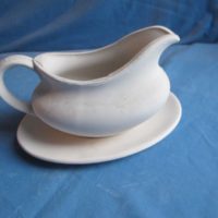 gravy boat & saucer Low fire bisque